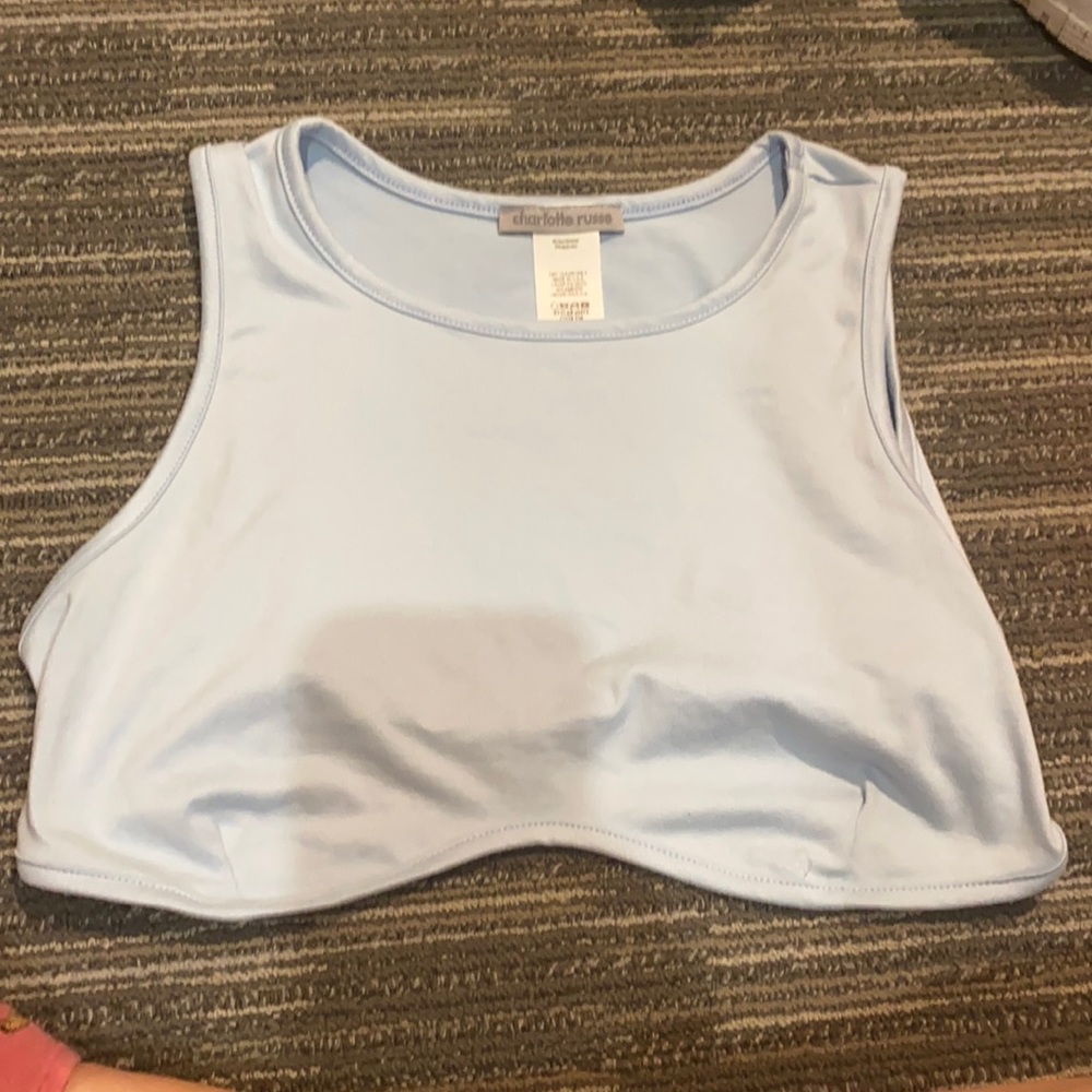 underwire style blue crop top